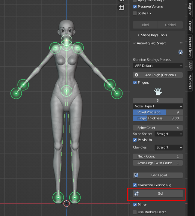 Blender Auto-Rig Pro (ARP)插件 Get Selected Objects 操作截圖