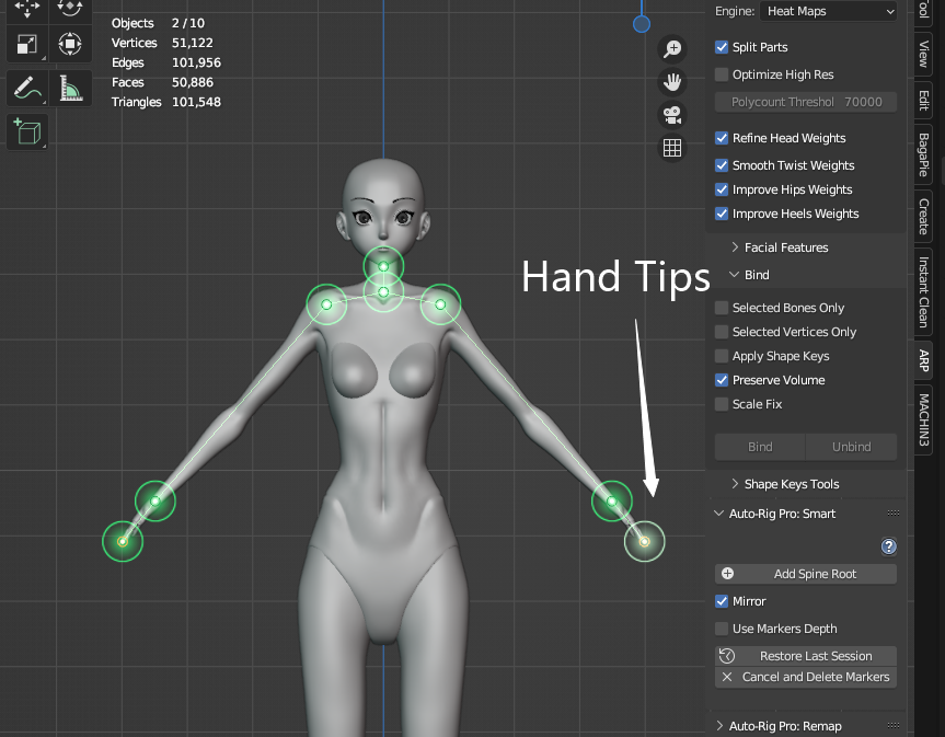 Blender Auto-Rig Pro (ARP)插件 Get Selected Objects 操作截圖