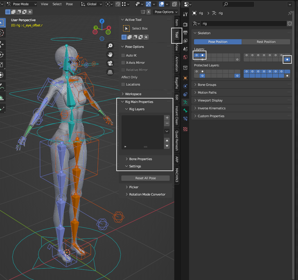 Blender Auto-Rig Pro (ARP)插件 Get Selected Objects 操作截圖