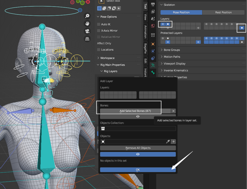 Blender Auto-Rig Pro (ARP)插件 Get Selected Objects 操作截圖