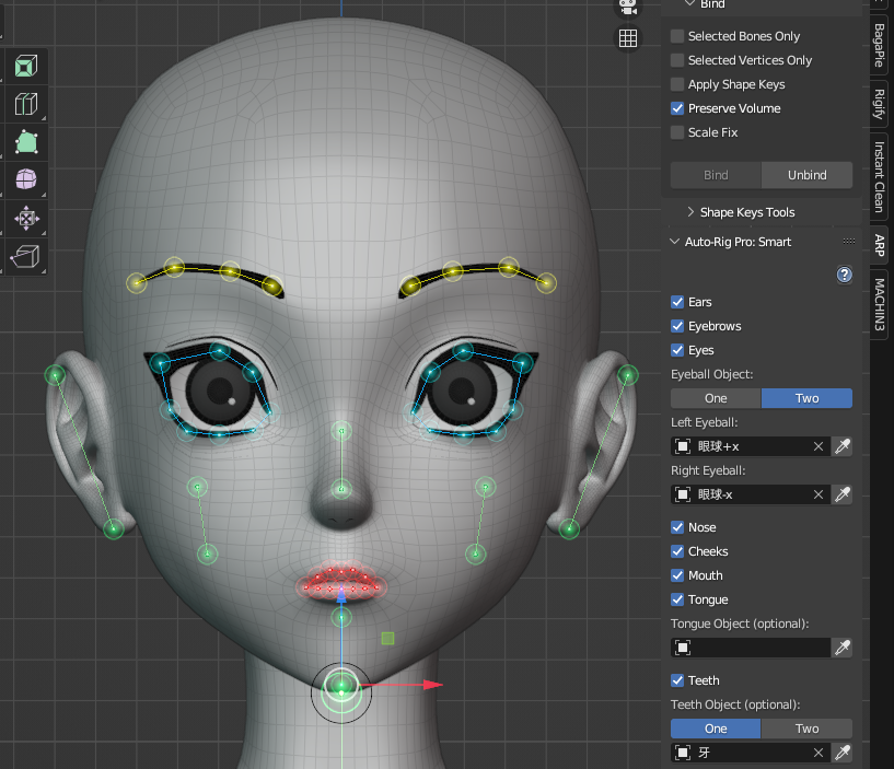 Blender Auto-Rig Pro (ARP)插件 Get Selected Objects 操作截圖